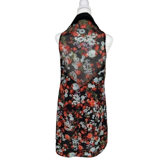 BCBG Shear Floral Sleeveless V-Neck Button Up Blouse Or Micro Mini Size XS - Picture 3 of 16